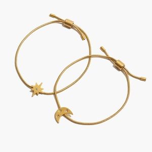 Madewell Gold Moon & Star Friendship Bracelets Set + 4 Colored Hair Ties